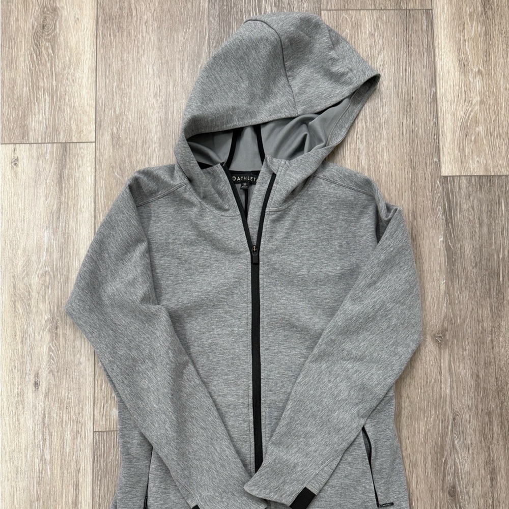 Athleta hoodie zip Activewear sweatshirt jacket size XS Gray
